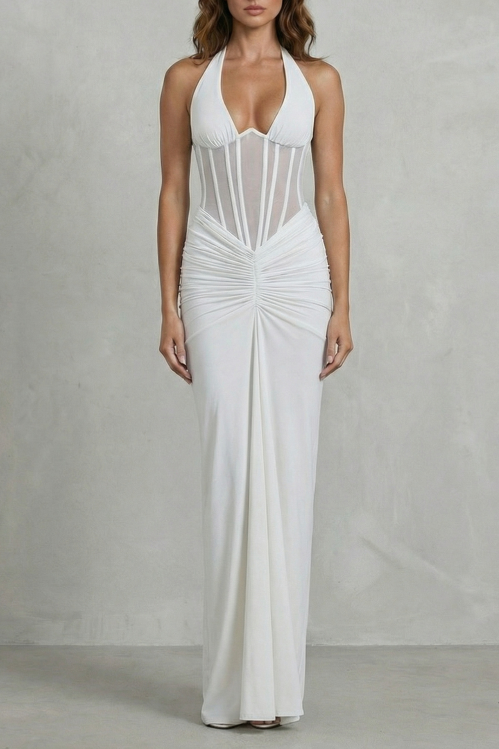 Women’s Halter Neck Corset Maxi Dress