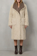 Oversized Suede Faux Shearling Coat