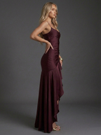 Wedding Guest Dress Maxi Satin Ruched Split