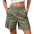 Vintage Cargo Shorts Elastic Waist 6 Pockets Casual