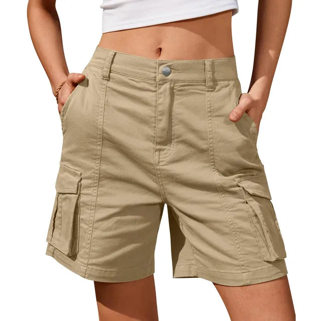 Vintage Cargo Shorts Elastic Waist 6 Pockets Casual