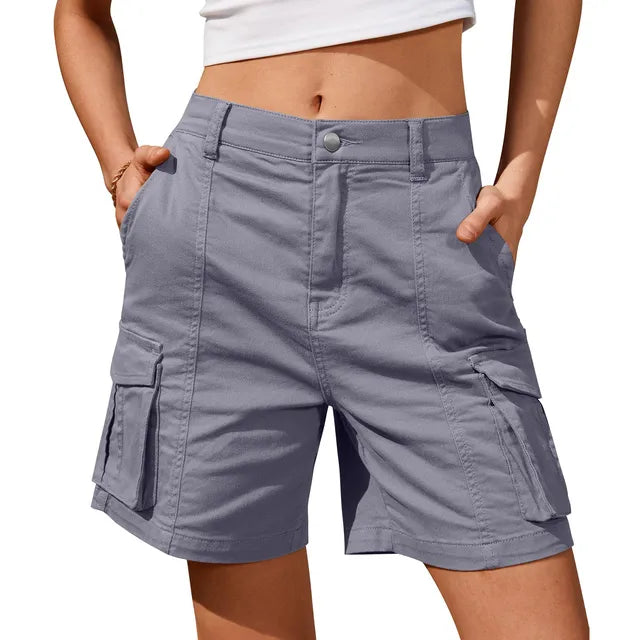 Vintage Cargo Shorts Elastic Waist 6 Pockets Casual