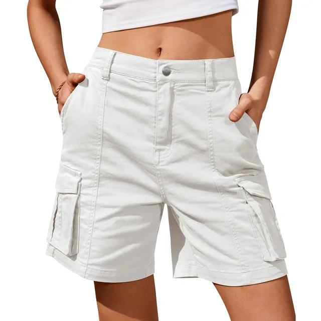 Vintage Cargo Shorts Elastic Waist 6 Pockets Casual