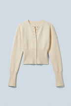 Cropped Cardigan Button Front Slim Fit Long Sleeve
