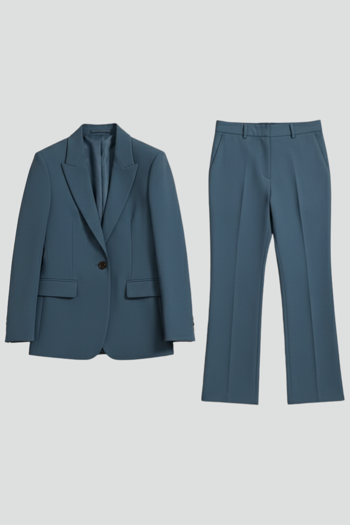 Blazer Straight Leg Trousers Suit Set Formal