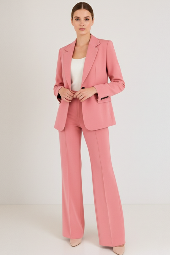 Blazer Straight Leg Trousers Suit Set Formal