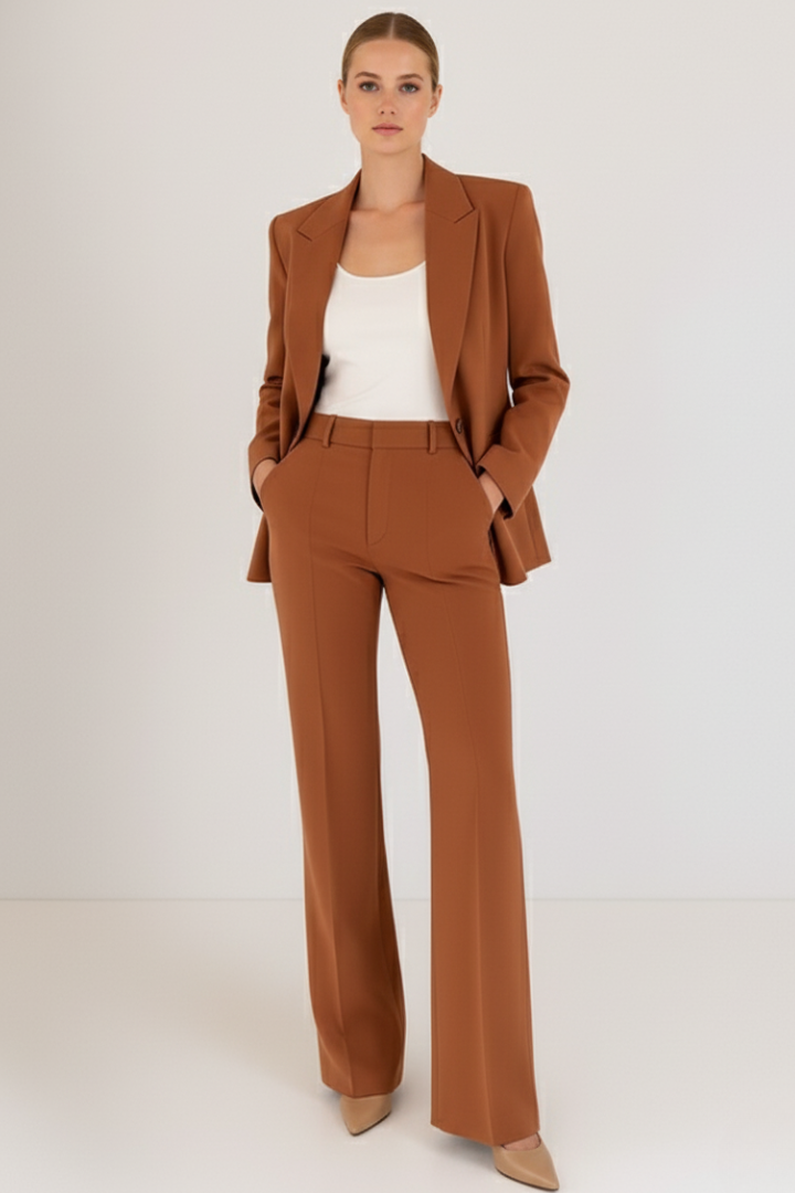 Blazer Straight Leg Trousers Suit Set Formal