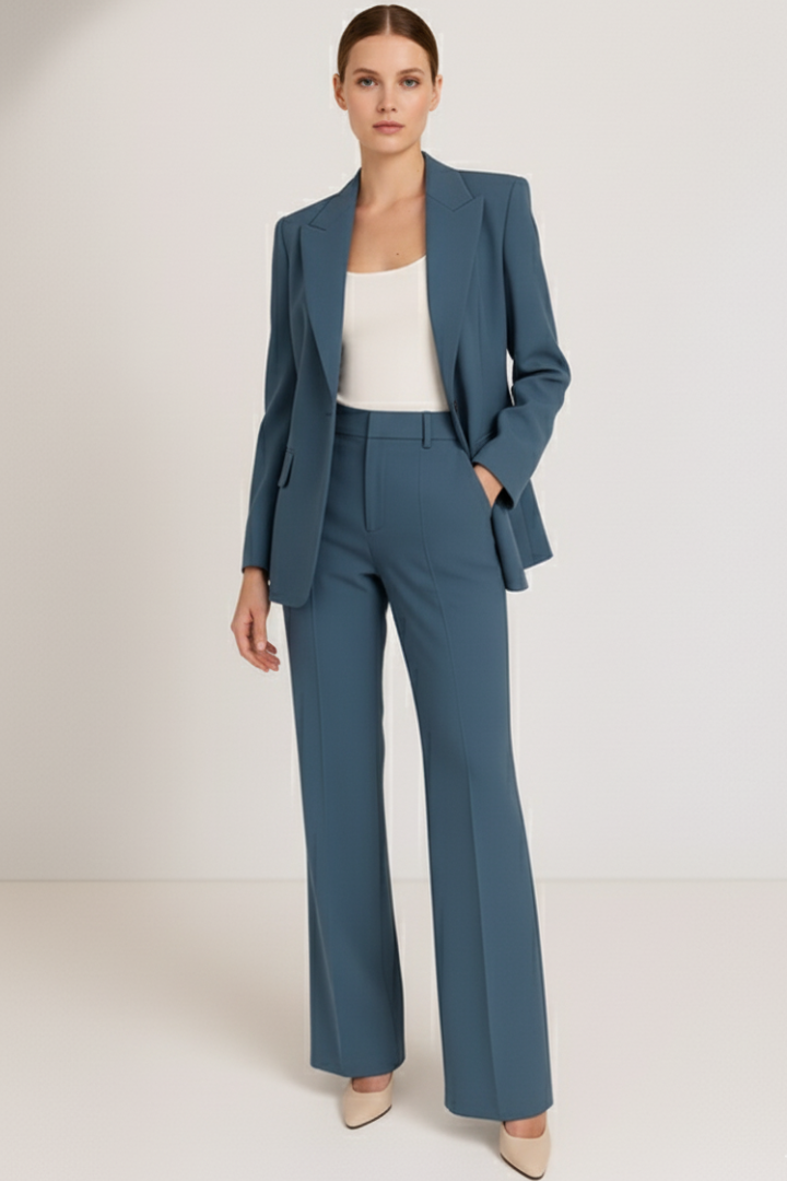Blazer Straight Leg Trousers Suit Set Formal