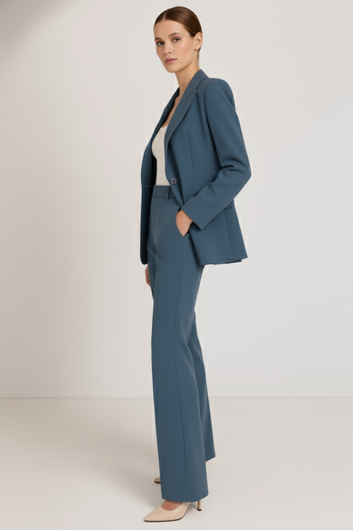 Blazer Straight Leg Trousers Suit Set Formal