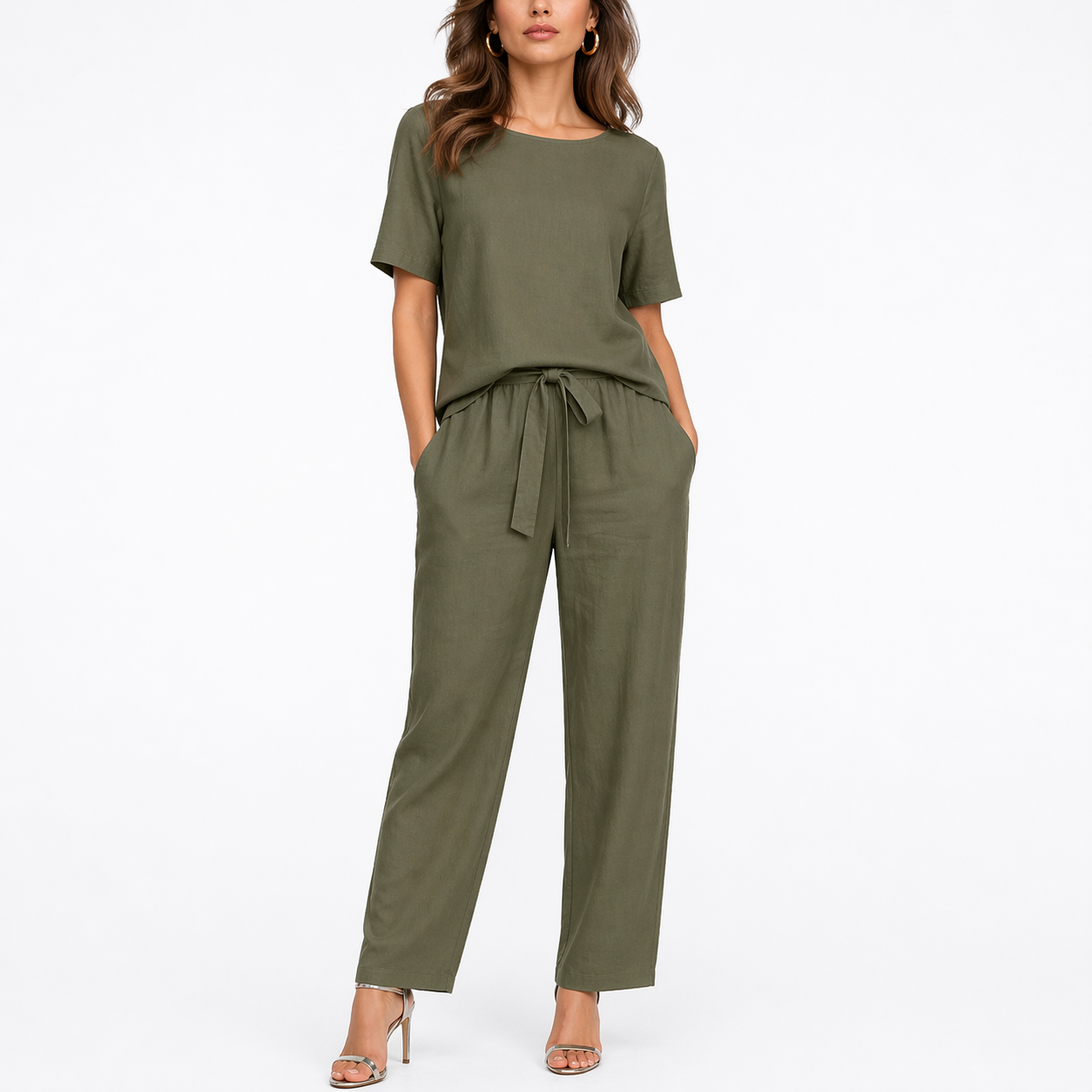 Short Sleeve Two-Piece Trouser Set