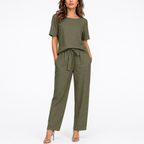 Short Sleeve Two-Piece Trouser Set