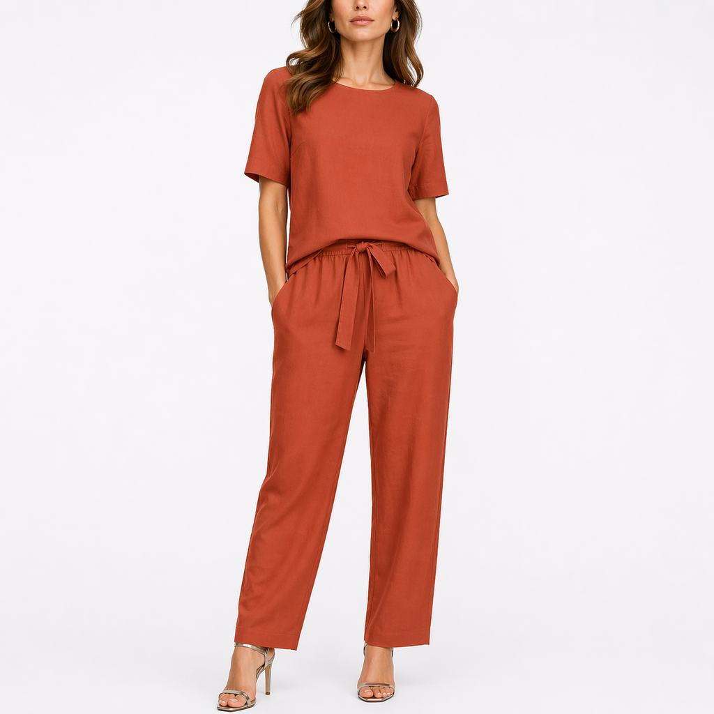 Short Sleeve Two-Piece Trouser Set