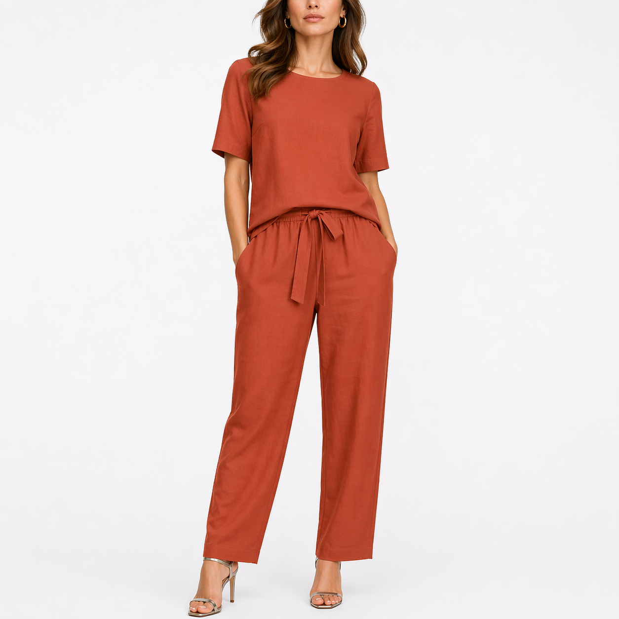 Short Sleeve Two-Piece Trouser Set