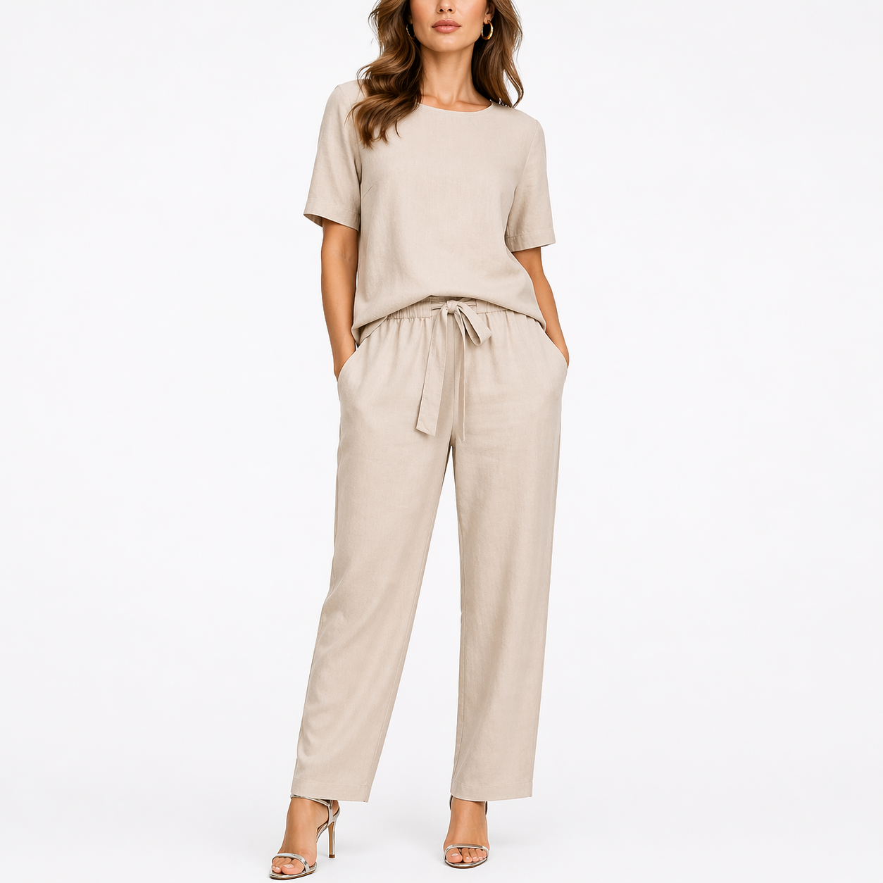 Short Sleeve Two-Piece Trouser Set