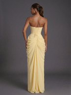 Wedding Guest Dress Corset Strapless Ruched Split