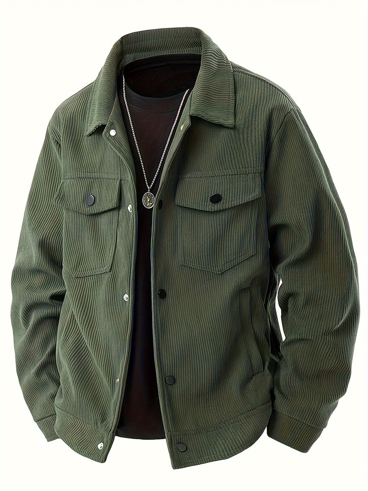 Men's Shirt Jacket Pockets Textured Refined Timeless