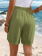 Relaxed Fit Shorts Button Side Elasticated Waist