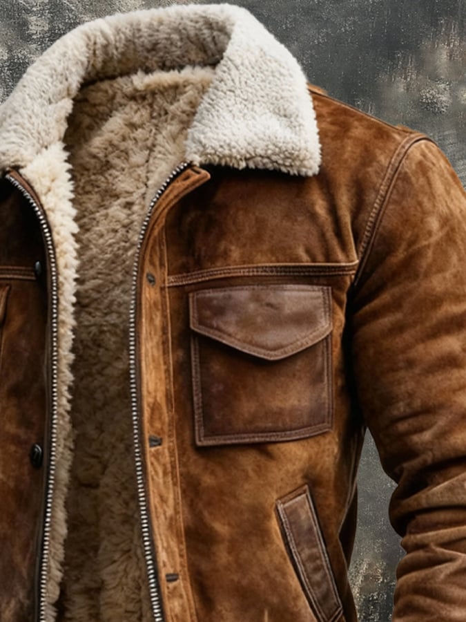 Men's Sherpa Jacket Lined Warm Rugged Casual Winter