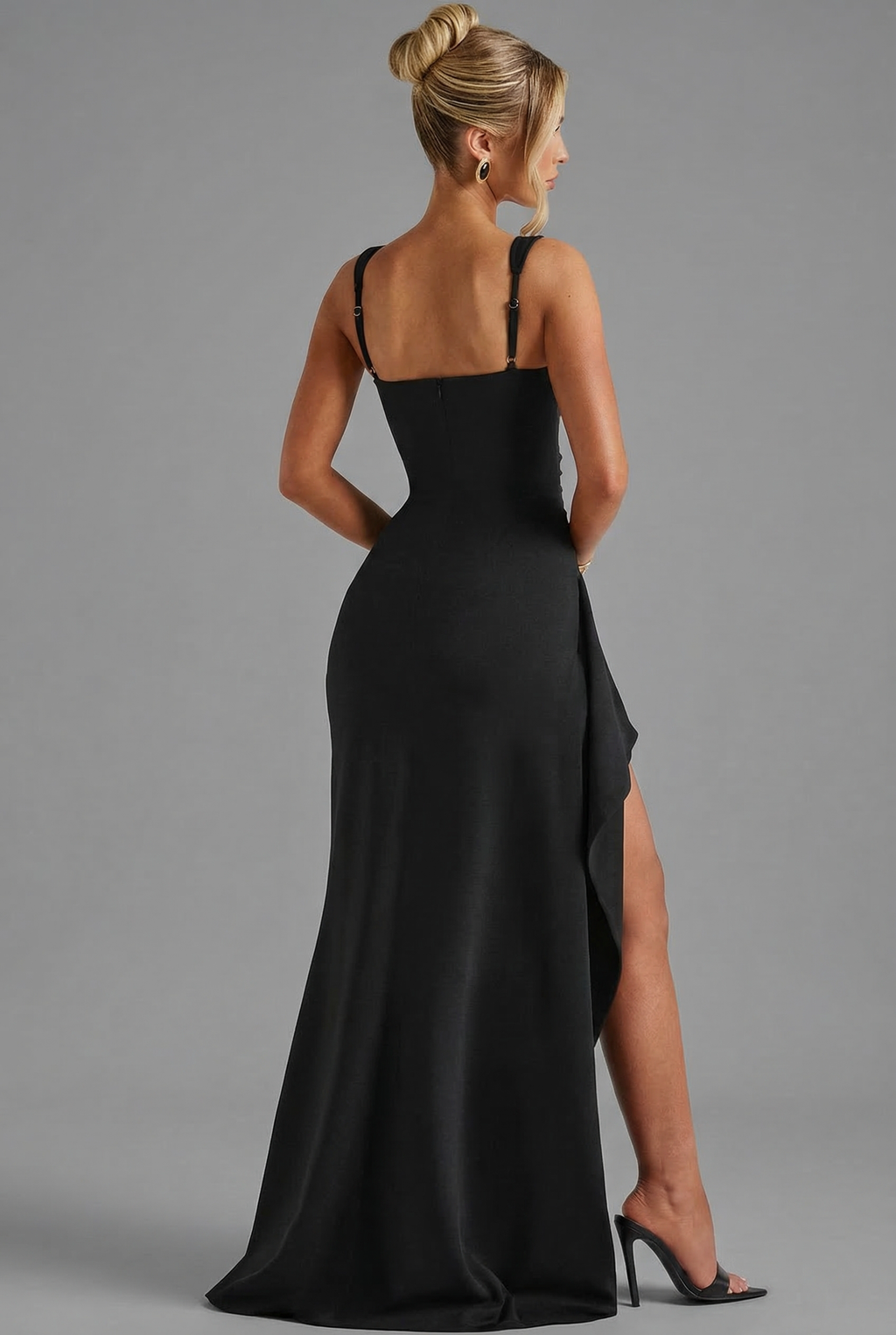 Slip Maxi Dress Bodycon Open Back Leg Split