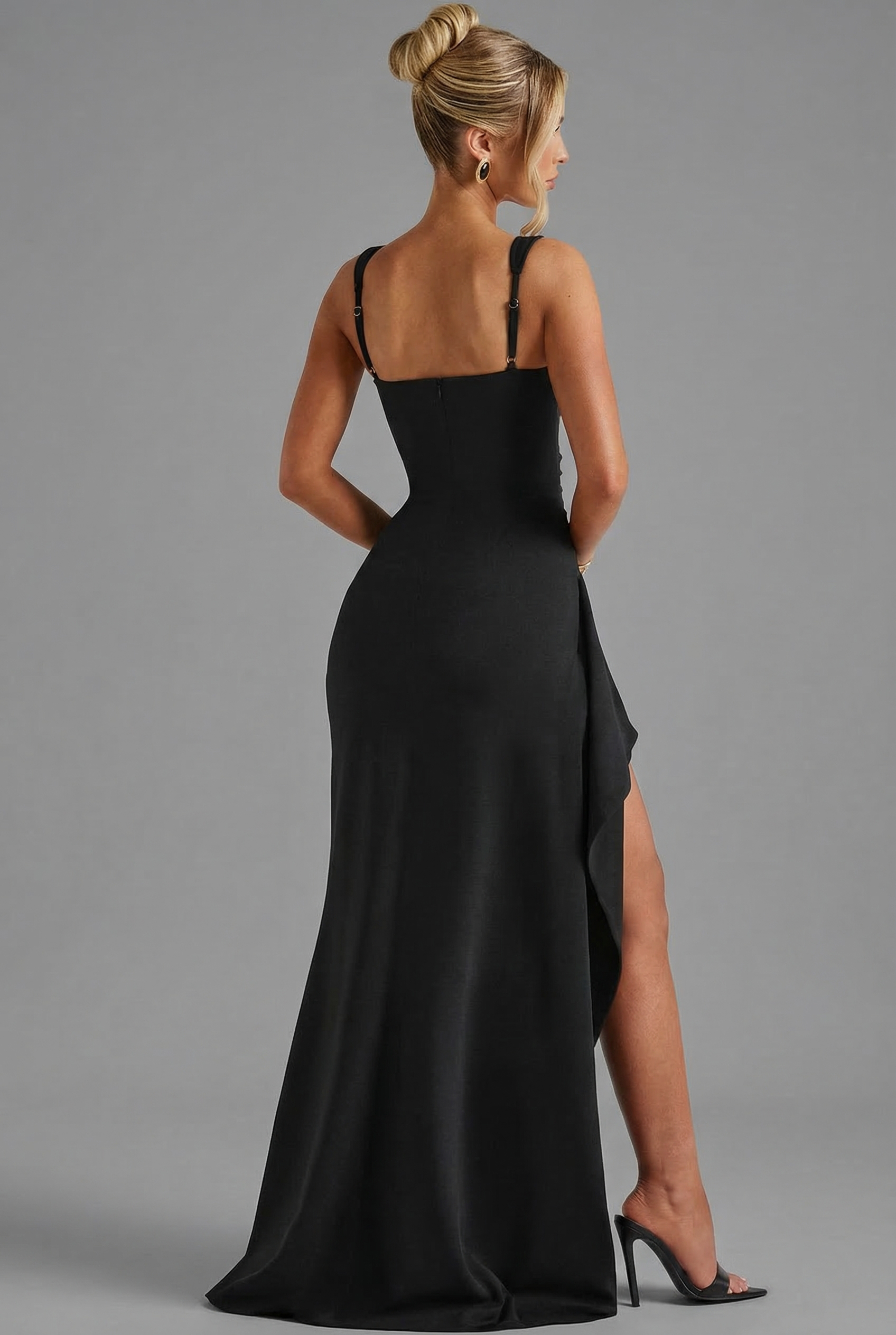 Slip Maxi Dress Bodycon Open Back Leg Split