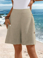 Relaxed Fit Shorts Button Side Elasticated Waist