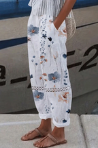 Printed Button Pocket Trousers Casual Unique