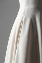 Wedding Guest Midi Dress A-Line Flared V-Neck