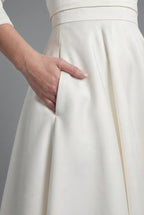 Wedding Guest Midi Dress A-Line Flared V-Neck