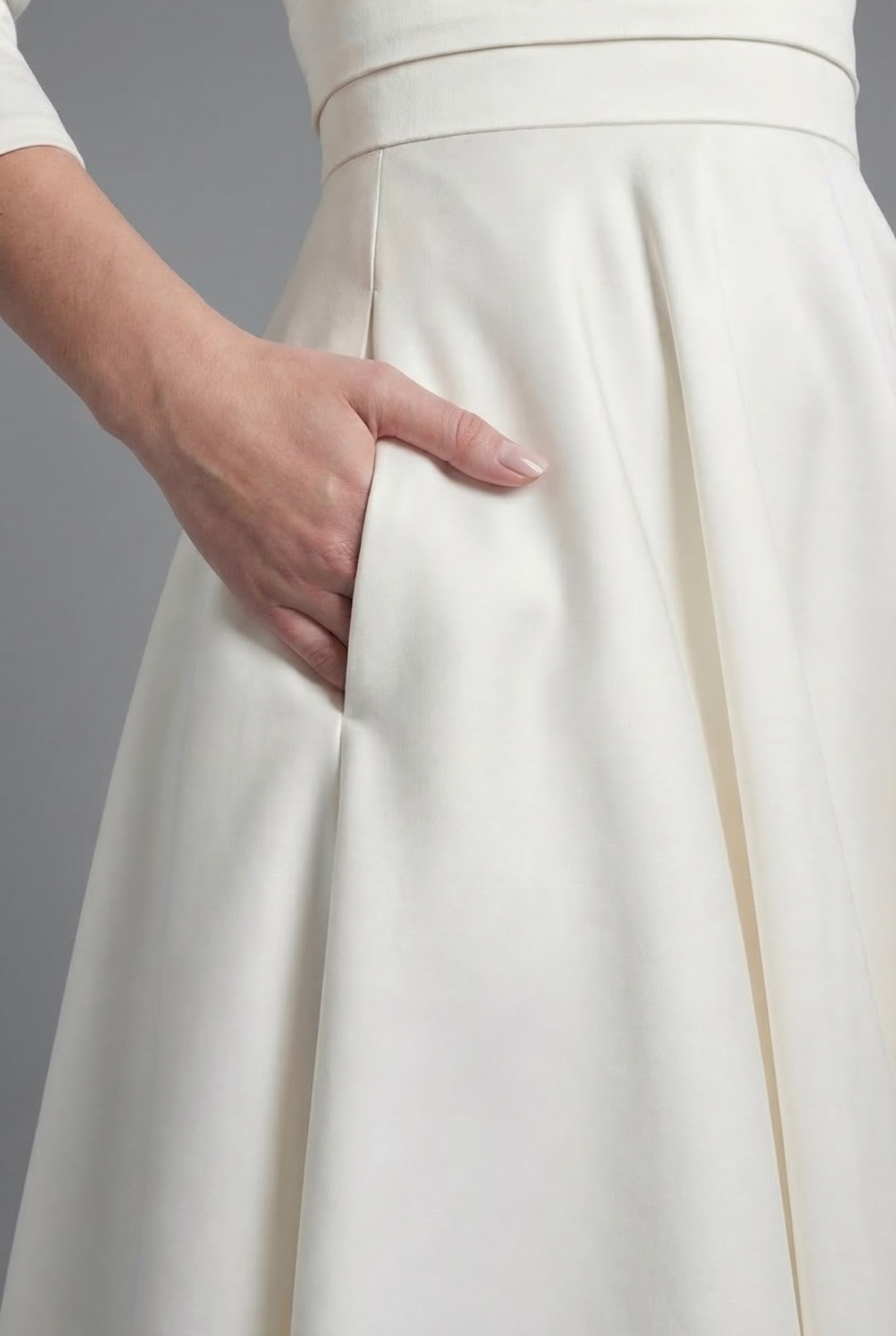 Wedding Guest Midi Dress A-Line Flared V-Neck