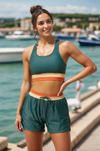 Sport Bikini Set Colour Block Boyshort Racerback