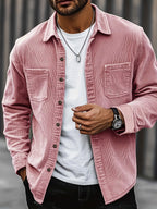 Men's Shirt Jacket Buttons Pockets Textured Transitional