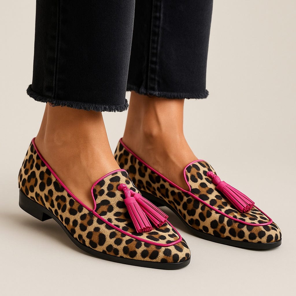 Animal Print Loafers Fringe Tassel Statement