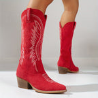Cowboy Boots Pointed Toe Block Heel Western Modern Fit