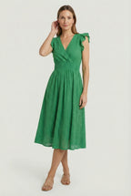 A-Line Eyelet Dress Smocked Waist Cap Sleeve Summer