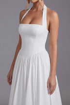 Wedding Guest Midi Dress Halter A-Line Ascot