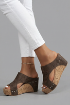 Platform Wedge Sandals Slip On Open Toe Retro