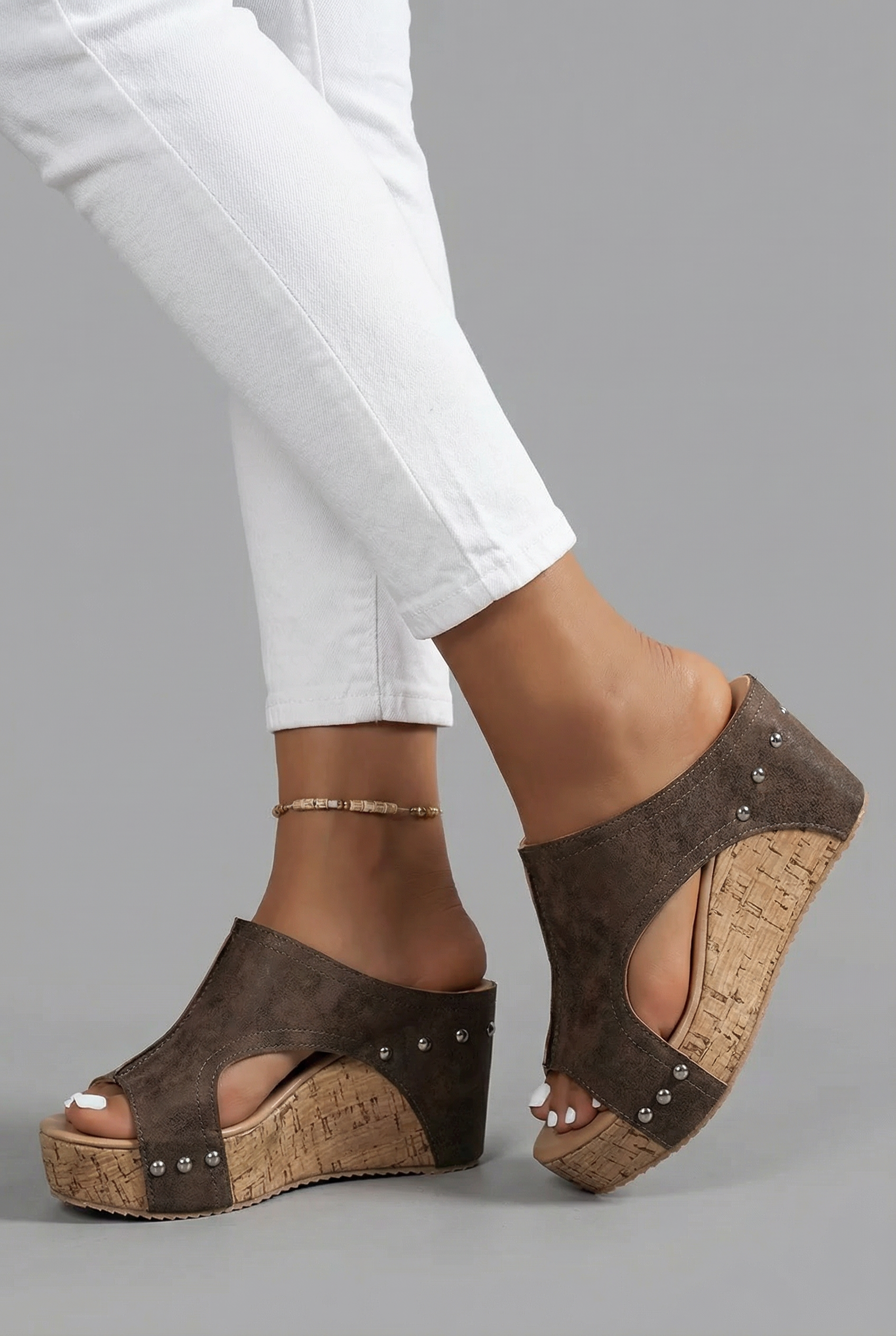 Platform Wedge Sandals Slip On Open Toe Retro