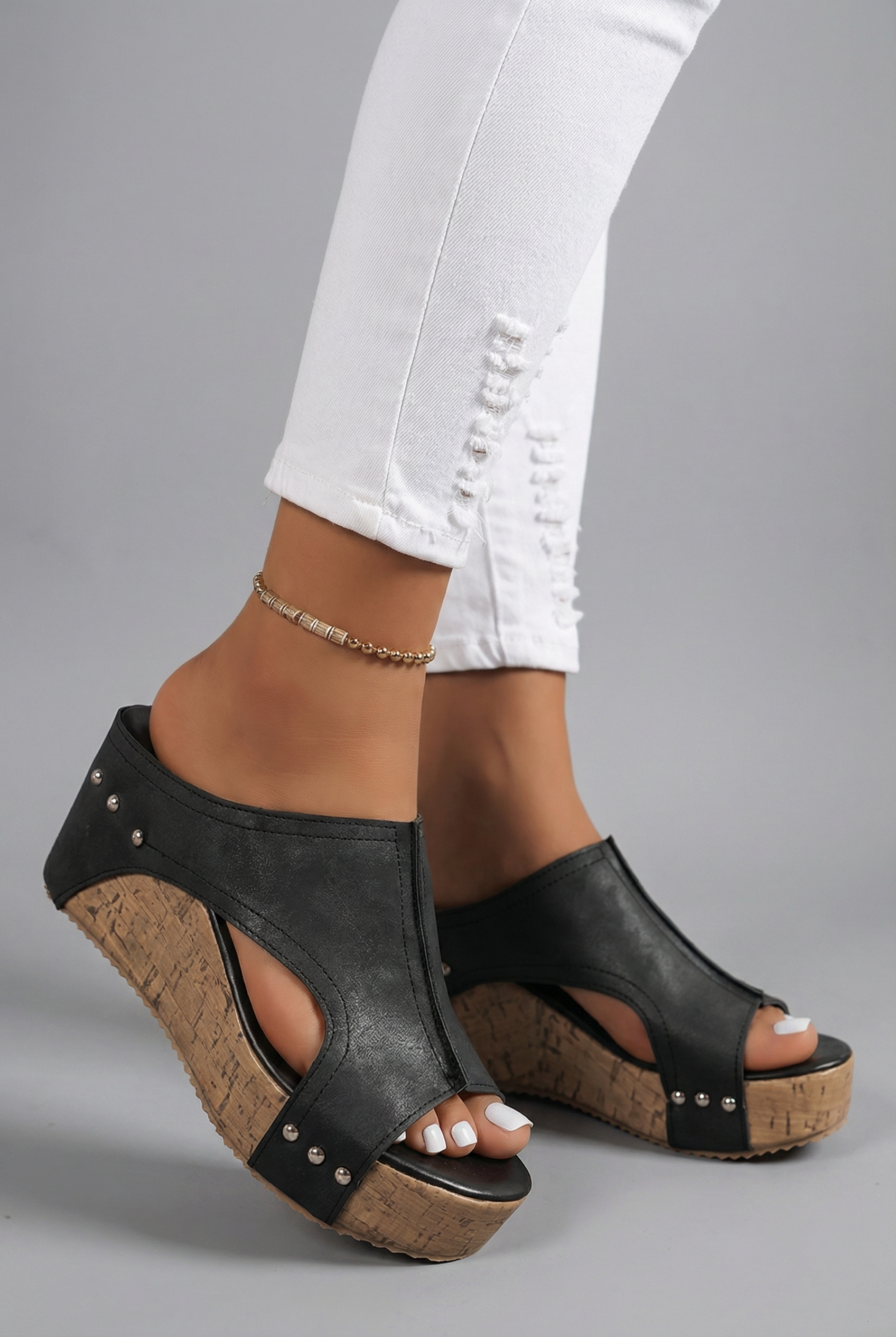 Platform Wedge Sandals Slip On Open Toe Retro