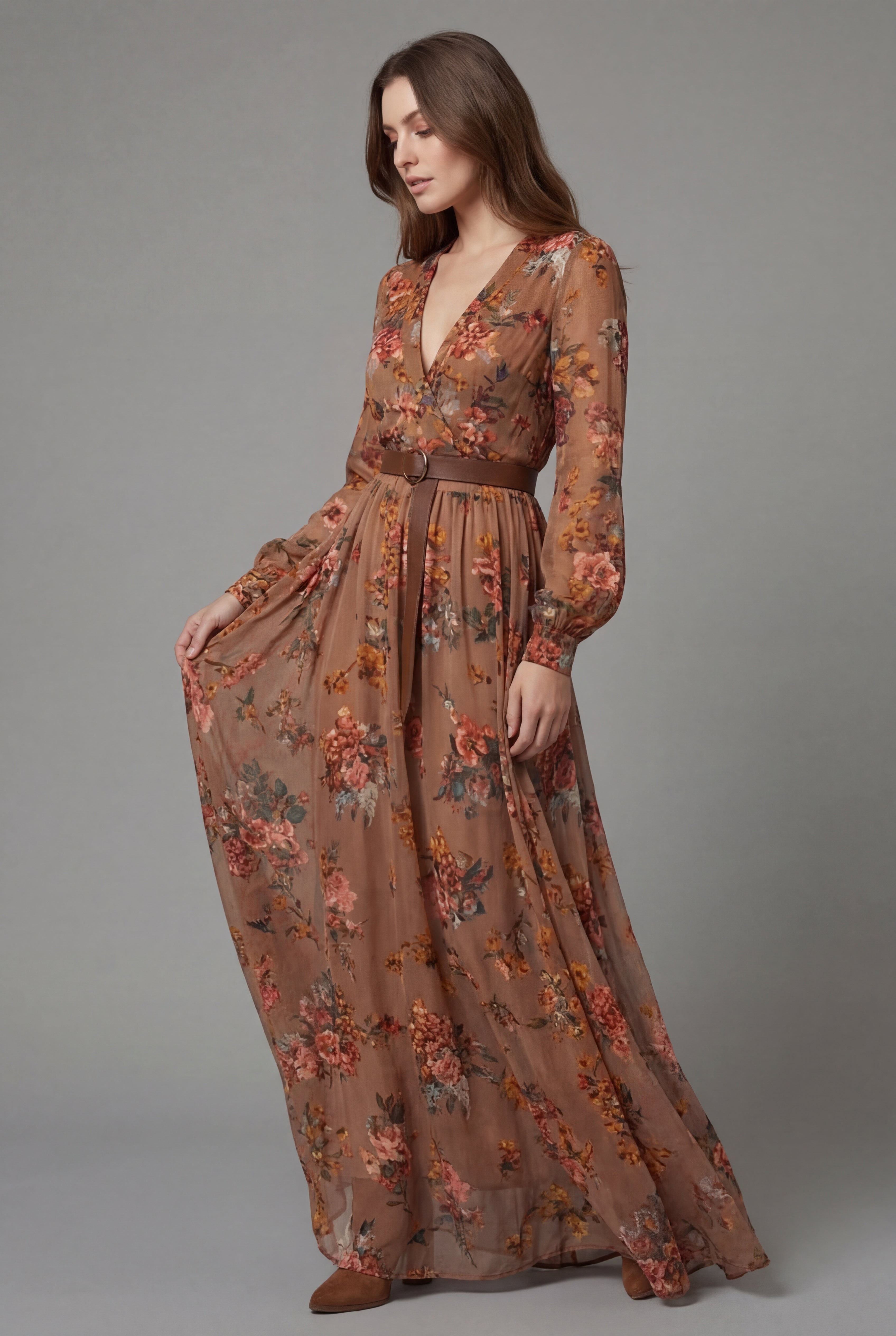 Boho Maxi Dress Floral Vintage Bohemian