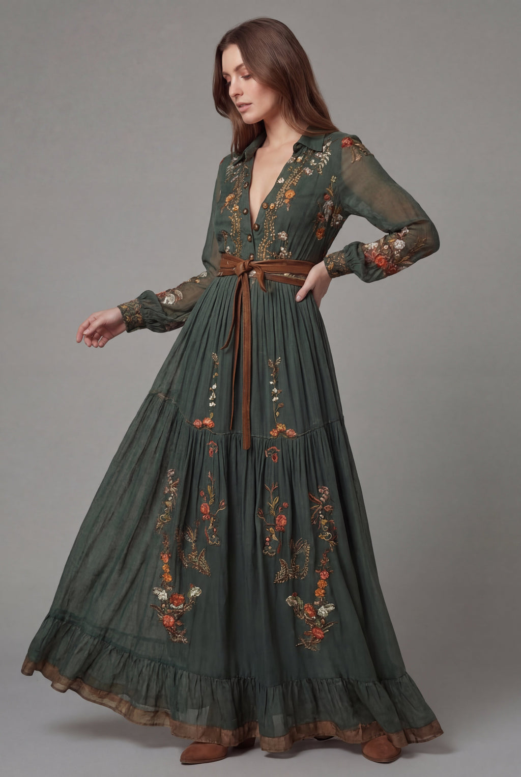 Boho Maxi Dress Floral Vintage Bohemian