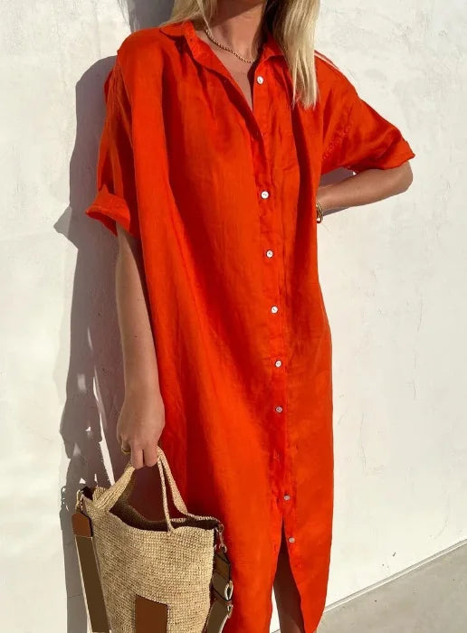 Linen Shirt Dress Casual Lightweight Summer