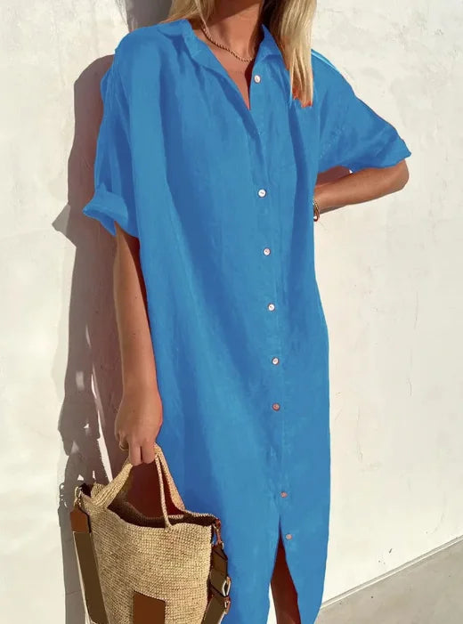 Linen Shirt Dress Casual Lightweight Summer