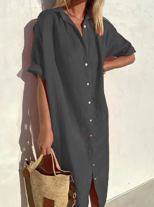Linen Shirt Dress Casual Lightweight Summer