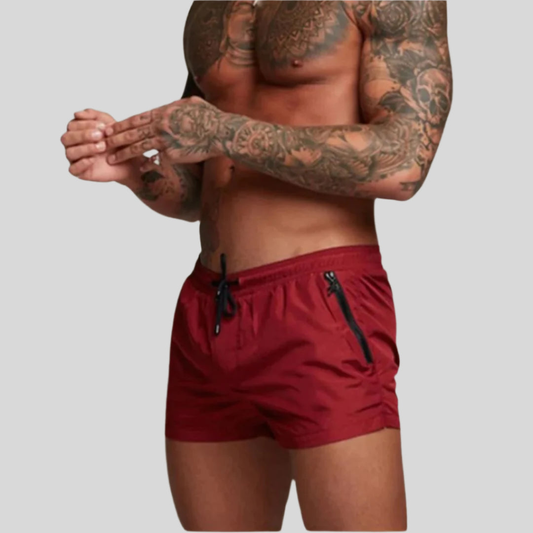 Mens Swim Shorts Drawstring Elastic Waist