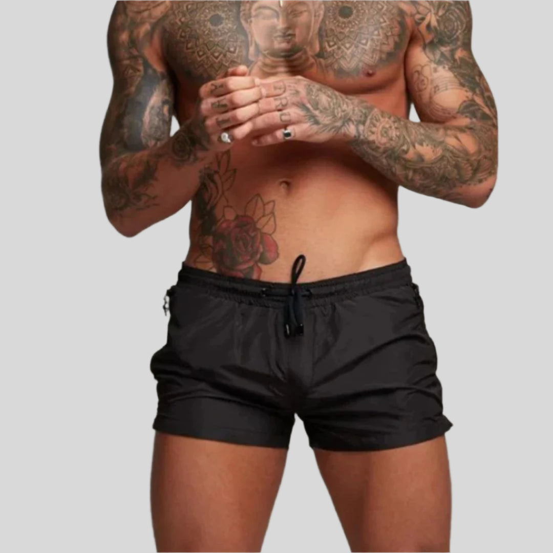 Mens Swim Shorts Drawstring Elastic Waist