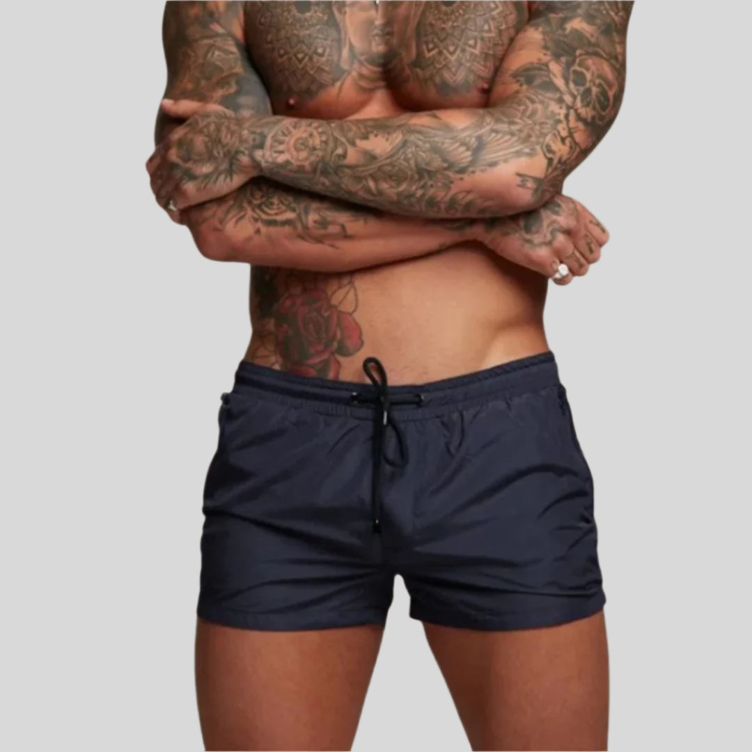 Mens Swim Shorts Drawstring Elastic Waist
