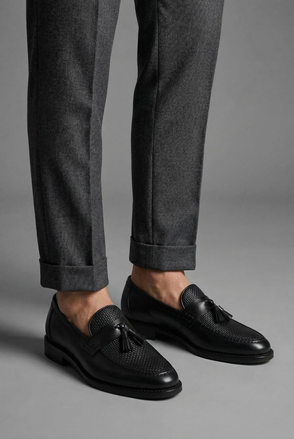 Mens Loafers Woven Tassel Slip On