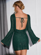 Radiant Glitter Open-Back Dress by Natalia