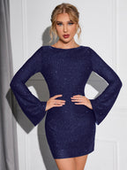 Radiant Glitter Open-Back Dress by Natalia