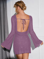 Radiant Glitter Open-Back Dress by Natalia